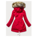 Červeno-ecru teplá dámská zimní bunda (W629)