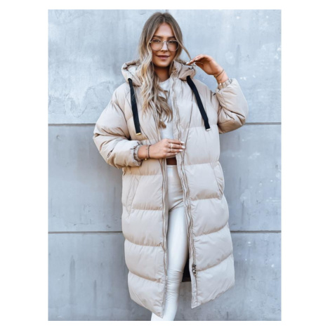 Dámská dlouhá zimní bunda béžové barvy DStreet