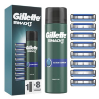 Gillette Náhradní hlavice Gillette Mach3 8 ks + Gel na holení Extra Comfort (Shave Gel) 200 ml