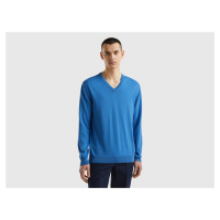 Benetton, V-neck Sweater In Pure Cotton