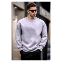 Madmext Dyed Gray Crew Neck Oversized Men's Charcoal Basic Sweatshirt 6048