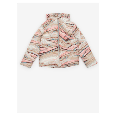 Růžovo-béžová holčičí vzorovaná prošívaná bunda s kapucí Tom Tailor