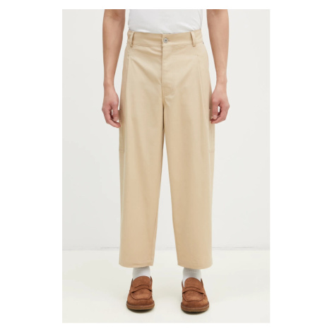 Kalhoty Drôle de Monsieur Le Pantalon Cropped Twill pánské, béžová barva, jednoduché, F-BP155-CO Drole De Monsieur