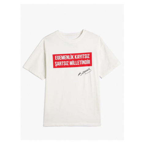 Koton T-Shirt Atatürk Signature Print Short Sleeve Cotton