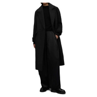 Kabát AllSaints WO016Z MABEL COAT dámský, černá barva, přechodný, dvouřadový