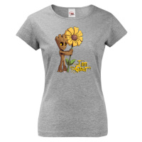 Dámské tričko s potiskem Groot a květina - ideální dárek pro fanoušky Marvel