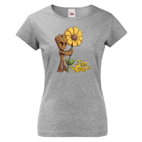 Dámské tričko s potiskem Groot a květina - ideální dárek pro fanoušky Marvel BezvaTriko