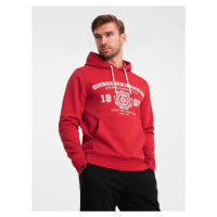 Ombre Men's college style printed kangaroo hoodie - red