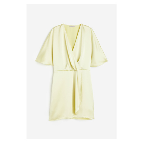 H & M - Saténové zavinovací šaty - žlutá H&M