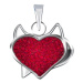 Přívěsek ze stříbra 925 - červené pirátské srdce a zirkony