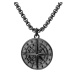 Manoki Ocelový 3 mm náhrdelník s medailonem větrná růžice, černé pozlacení WA630B Černá 70 cm