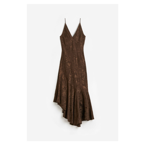 H & M - Šaty slip dress's asymetrickým lemem - hnědá H&M