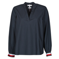 Tommy Hilfiger ORG CO V-NK CUFF STP BLOUSE LS Modrá