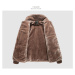 Pánský kožený kabát zimní s plyšovou podšívkou