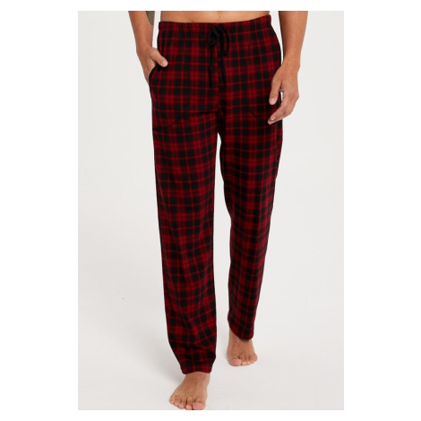Pyžamové kalhoty Italian Fashion Zeman - dlouhé bavlněné Černo-červená