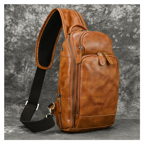 Kožený malý batoh pro pány hrudní taška s USB