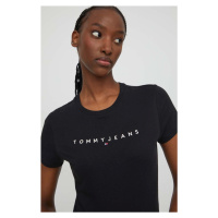 Bavlněné tričko Tommy Jeans černá barva, DW0DW17361