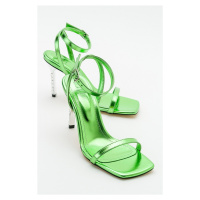 LuviShoes Edwin Women's Metallic Green Heeled Shoes