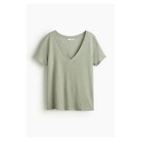 H & M - Tričko z lněné směsi - zelená