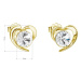 Pozlacené stříbrné náušnice pecka s krystaly Swarovski bílé srdce 31259.1 Au plating