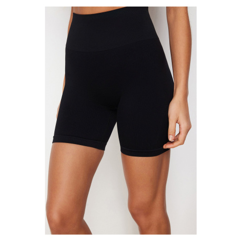 Trendyol Black Seamless/Seamless Push Up Shirred Knitted Sports Shorts Tights