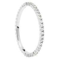 PDPAOLA Minimalistický prsten ze stříbra s třpytivými zirkony White Essential Silver AN02-347