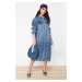 Trendyol Blue More Sustainable Denim Trench Coat