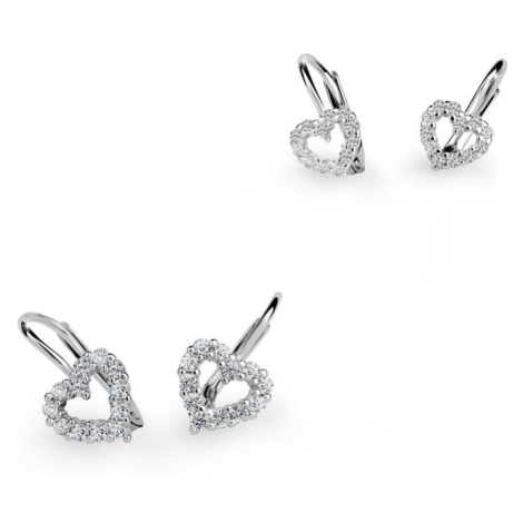 Set dámských a dětských náušnic Danfil C3632/2157, bílé zlato, White, zapínání klapka