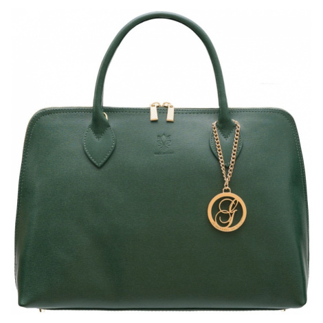 Dámská kožená kabelka ze safiánové kůže - tmavě zelená