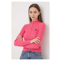 Kardigan Tommy Jeans dámský, růžová barva, DW0DW17243