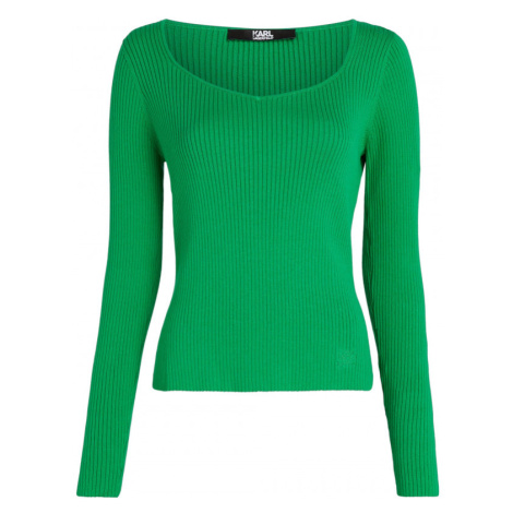 Svetr karl lagerfeld ls feminine knit top zelená