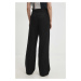 Plátěné kalhoty Answear Lab černá barva, jednoduché, high waist