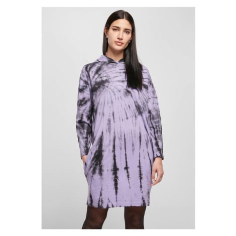 Ladies Oversized Tie Dye Hoody Dress - black/lavender Urban Classics