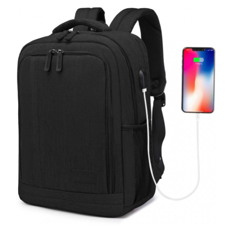 KONO multifunkční batoh s USB portem Richie Small - černý - 17 L