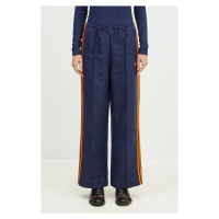 Kalhoty adidas Originals Oversized Monogram Track Pant dámské, tmavomodrá barva, široké, high wa