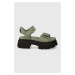 Sandály UGG Ashton Ankle dámské, zelená barva, na platformě, 1136764