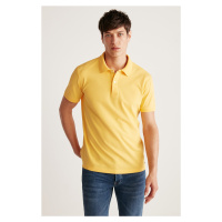 Pánské tričko s límečkem GRIMELANGE Chris, pravidelný střih, 100% bavlna, žluté.