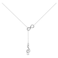 Brilio Silver Nadčasový stříbrný náhrdelník Houslový klíč NCL25W