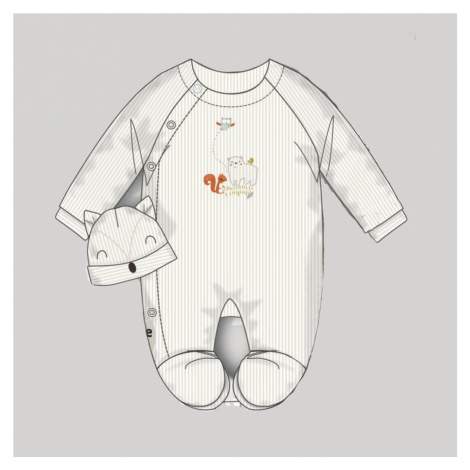 Overal kojenecký sametový s čepičkou, Minoti, TALE 1, bílá