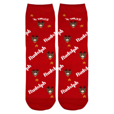 Vánoční ponožky s veselým Rudolphem červená Aura.Via