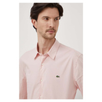 Košile Lacoste růžová barva, slim, s klasickým límcem