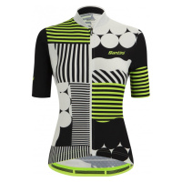 SANTINI Cyklistický dres s krátkým rukávem - GIADA OPTIC LADY - bílá/žlutá/černá