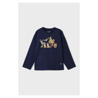 Dětská bavlněná košile s dlouhým rukávem Mayoral tmavomodrá barva, s potiskem