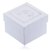 Perleťová krabička na náušnice - stříbrný motiv křtu