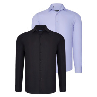 DUAL SET G726 DEWBERRY MENS SHIRTS-BLACK-LILAC