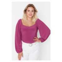 Trendyol Curve Plus Size Halenka - Růžová - Regular fit