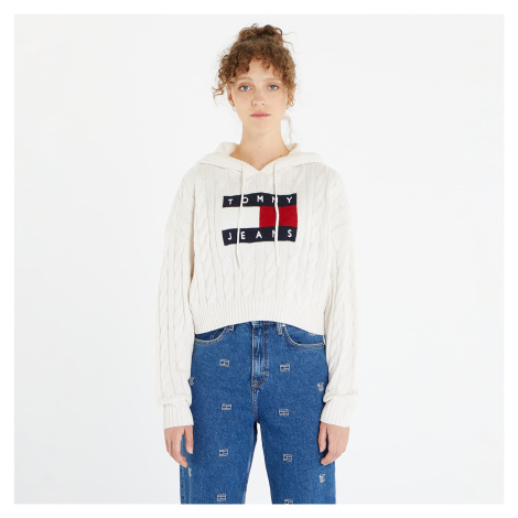 TOMMY JEANS Center Flag Cable Hoodie White Tommy Hilfiger