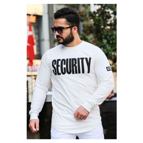 Madmext White Ripped Detailed Printed Sweatshirt 4126