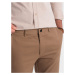 Ombre Clothing Chinos hnědé kalhoty klasického střihu s jemnou texturou V2 PACP-0190