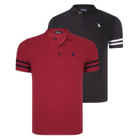 DOUBLE SET T8585 DEWBERRY MEN'S T-SHIRT-BLACK WHITE-BURGUNDY